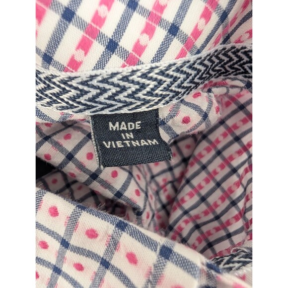 TailorByrd Collection Logo Pink Polka Dot Gingham Button Dress Shirt Sz Large - Picture 5 of 9